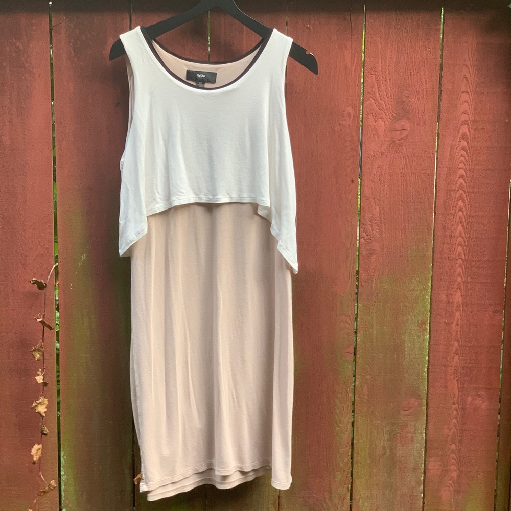 Mossimo Supply Co. Cream and Tan Midi Dress